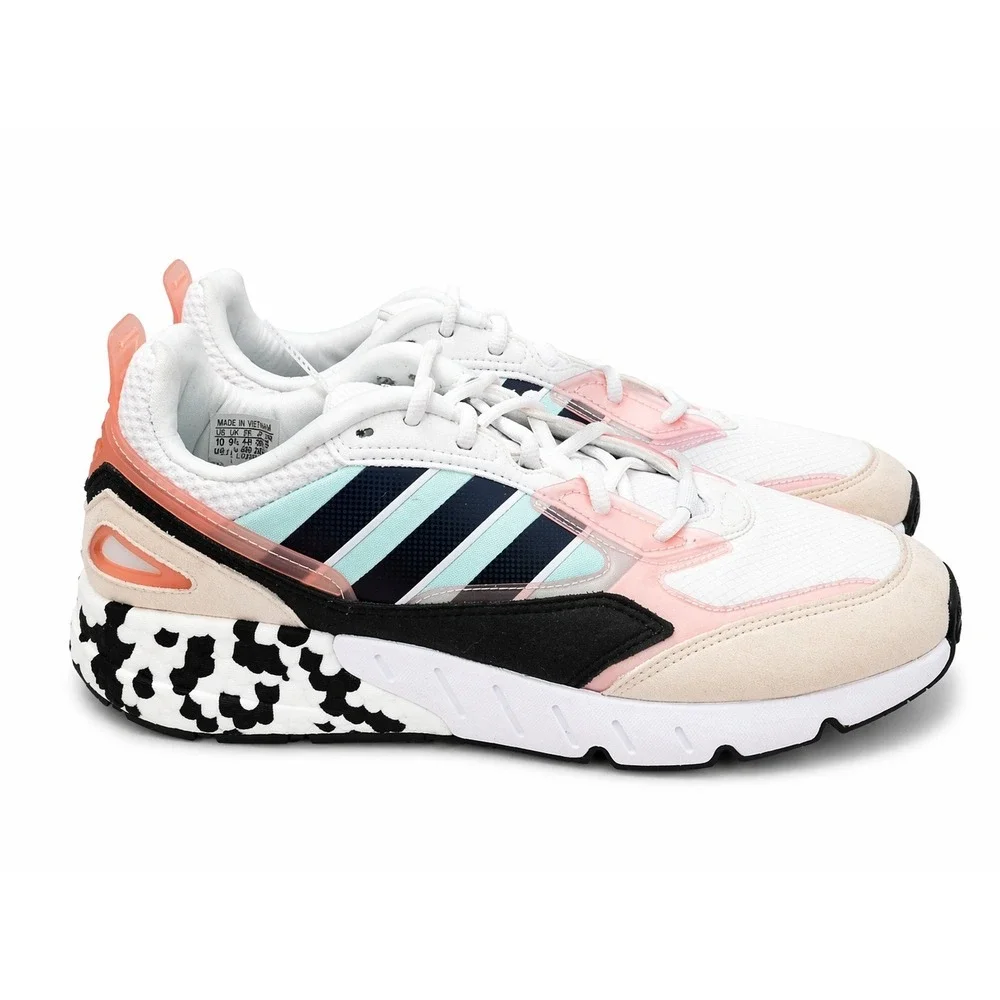 Adidas ZX 2K Boost 2.0 Mens White Pink Blue Spotted GY3048 Running Shoes Size 10